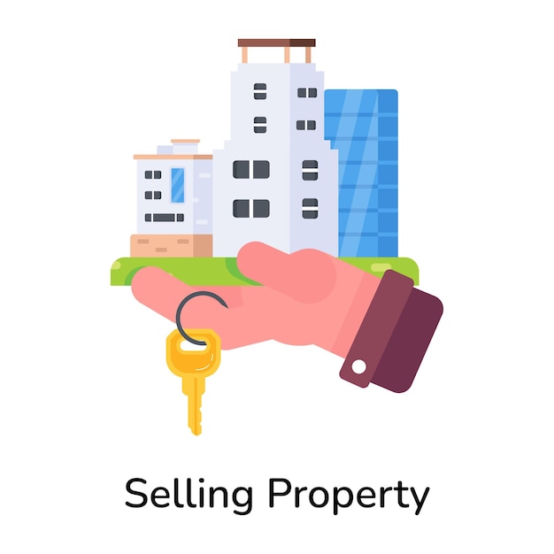 Holen Sie sich dieses flache Ikonen des Verkaufs von Immobilien