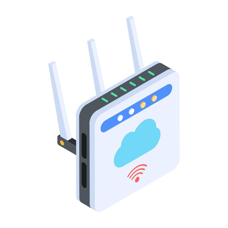Vektor holen sie sich dieses isometrische symbol eines 5g-routers