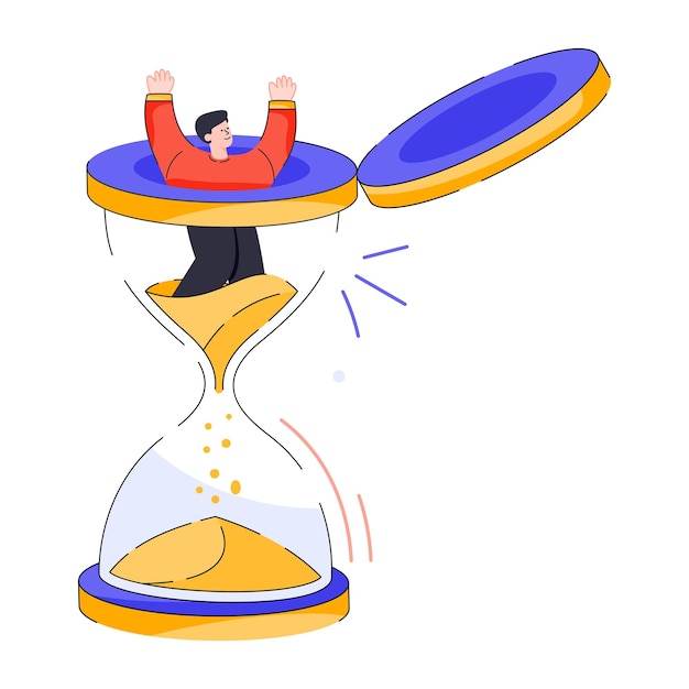 Holen Sie sich eine flache Illustration der Sanduhr
