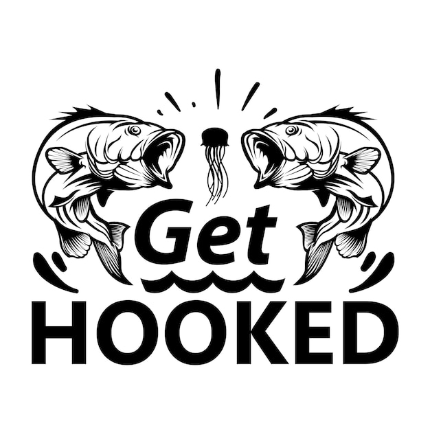 Holen Sie sich Hooked Fishing-Typografie-T-Shirts und SVG-Designs für Kleidung und Accessoires