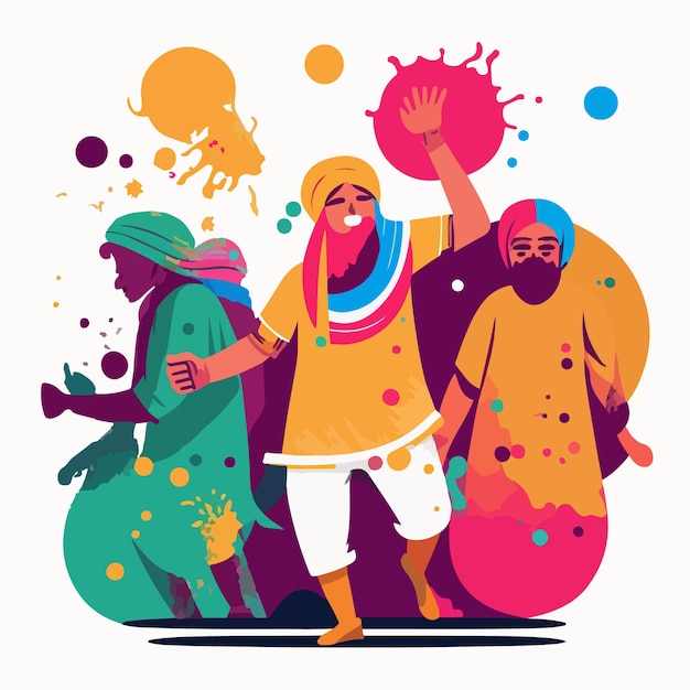 Vektor holi-fest feiert flache vektorillustration