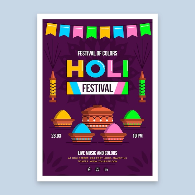 Holi festival poster vorlage