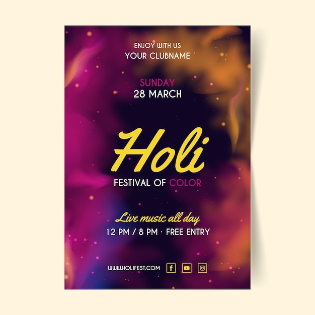 Holi festival poster vorlage