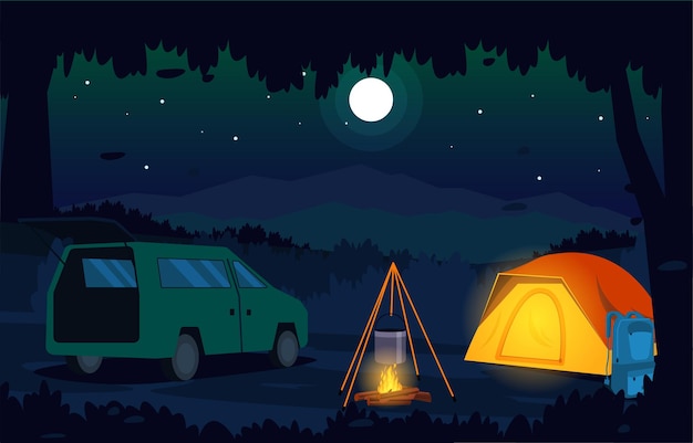 Holiday night camp zelt outdoor-abenteuer naturlandschaft