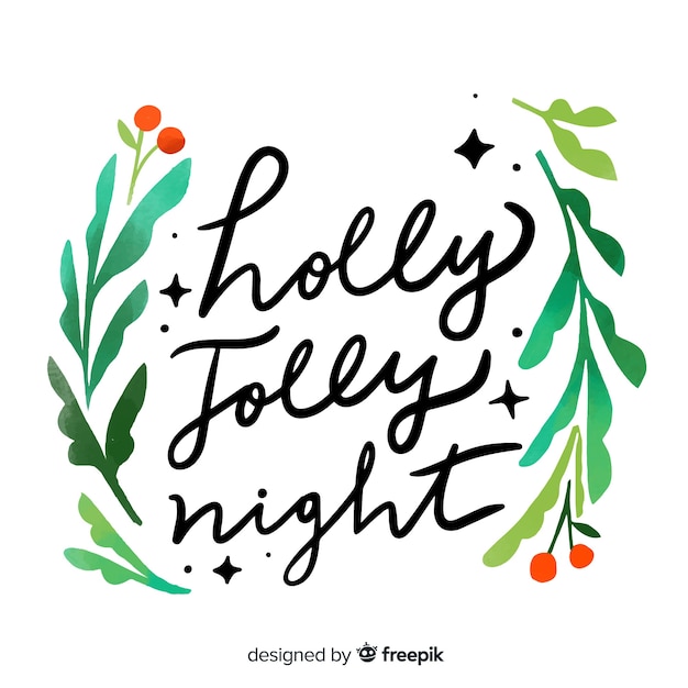 Holly lustige nacht weihnachten schriftzug