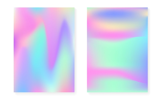 Holografisches Coverset mit Hologrammverlaufshintergrund.