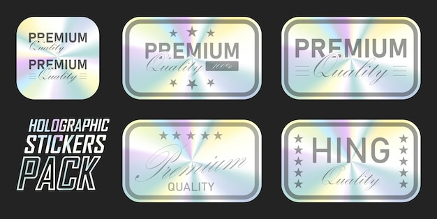 Hologramm-Aufkleber oder -Etiketten mit holographischer Textvektorillustration in hochwertiger Qualität