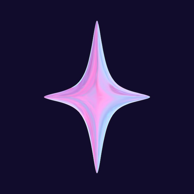 Holographische 3D-Sterne in rosa Chrom mit geometrischen Formen