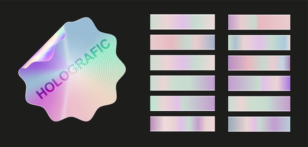 Holographische Silberfolie Textur Hintergrund Set Gold Hologramm Metall gradient Sammlung Vektor
