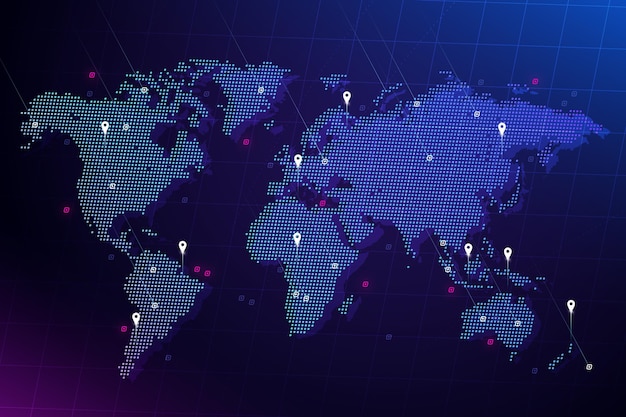 Vektor holographische weltkarte