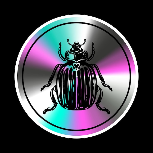 Vektor holographischer aufkleber mit insekten in einem trendigen retro-y2k-stil vektorgrafik