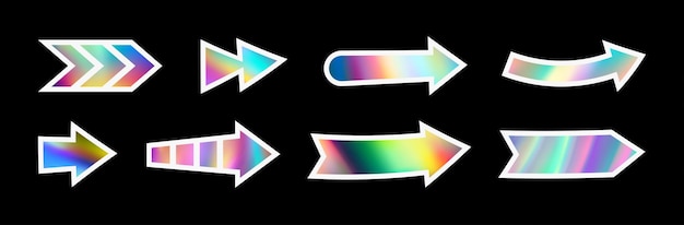 Holographischer Pfeil Hologrammetiketten mit Pfeilformen Aufkleberformen für Design-Mockups