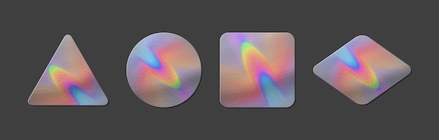 Holographischer regenbogenfolienaufkleber, realistische mockups mit textur