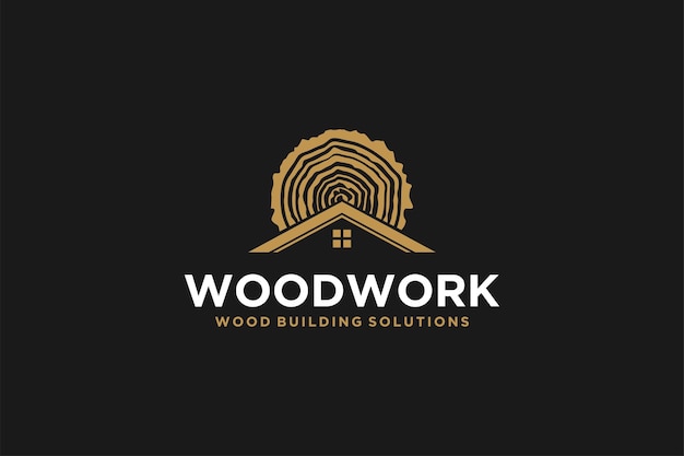 Holzarbeiten blockhaus logo design tischler holzfäller symbol symbol einfache illustration