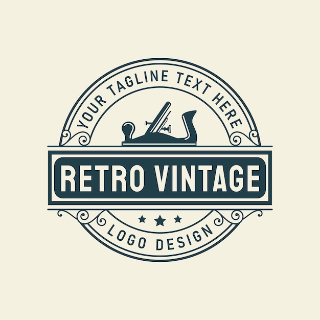 Vektor holzbearbeitung retro-vintage-logo-design