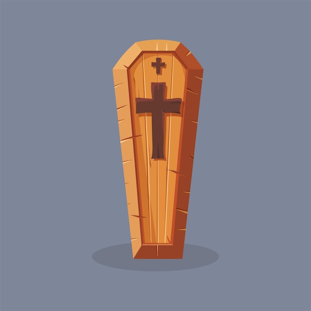 Holzkiste mit Kreuzsymbol, flache Vektorillustration 12