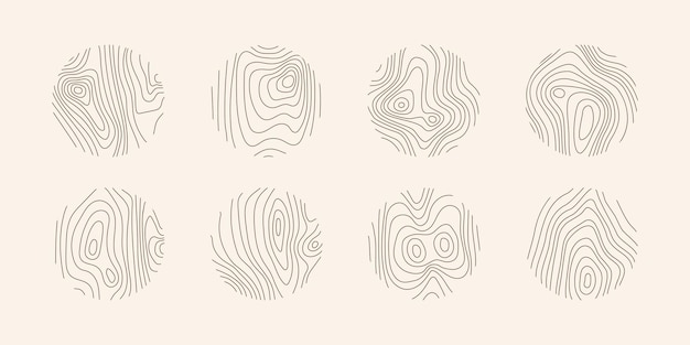 Holzmuster, Baumtextur, Ikonen, Stamm mit Jahreskreis, Alterslinie, Piktogramm-Set-Design