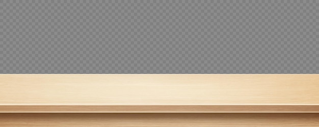 Holzoberfläche des schreibtisches isoliert auf transparentem hintergrund küchenplatte aus holzbrett helle holztischplatte realistische vektordarstellung
