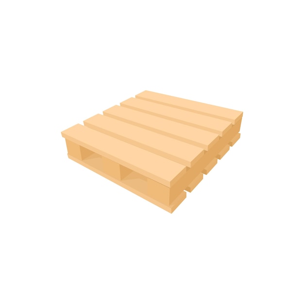 Holzpaletten-Symbol im Cartoon-Stil auf weißem Hintergrund