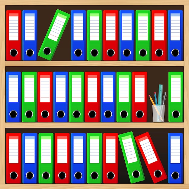 Vektor holzregale mit aktenordnern