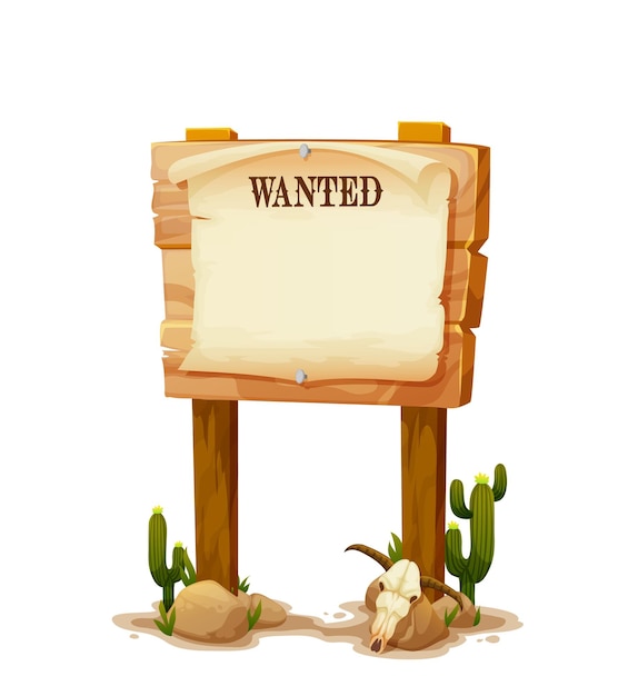 Holzschild cartoon western wanted board schild