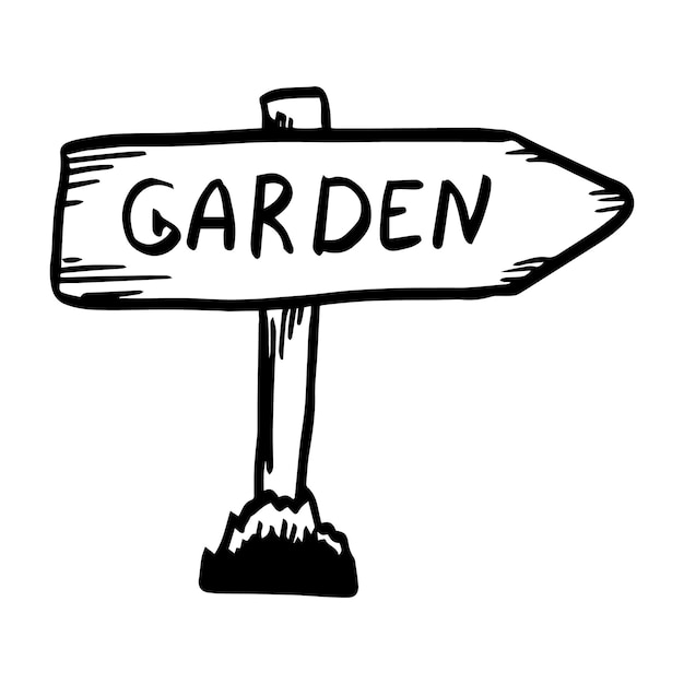 Vektor holzschild und pfeil mit der aufschrift garden