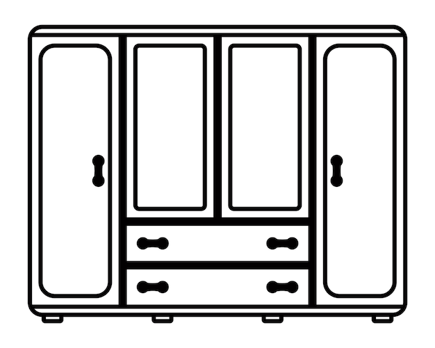 Holzschrank schwarze lineare ikone wohnmöbel