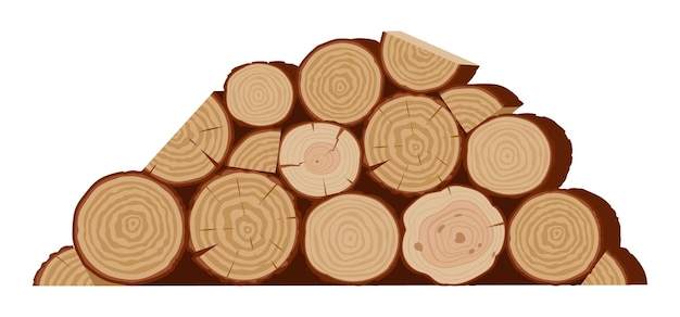 Holzstämme Feuerholzstapel Holzbrennstämme flache Vektorillustration Zeichentrickfilm Feuerholz Stapel