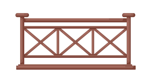 Holzzaun, geländer. balkon- und terrassenzäune. holzgeländer, geländer. modernes geländer aus brettern. architekturelement für das äußere des hauses. flache vektorillustration lokalisiert auf weißem hintergrund.
