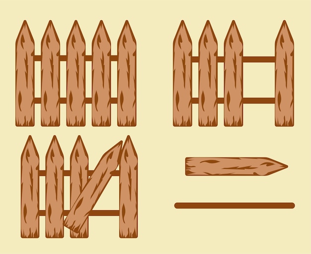 Vektor holzzaun holztexturelemente für den baumeister