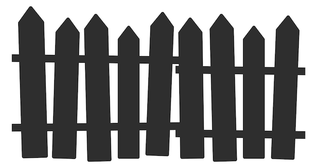 Holzzaun. schwarzer holzplanken-silhouettenrand isoliert auf weißem hintergrund