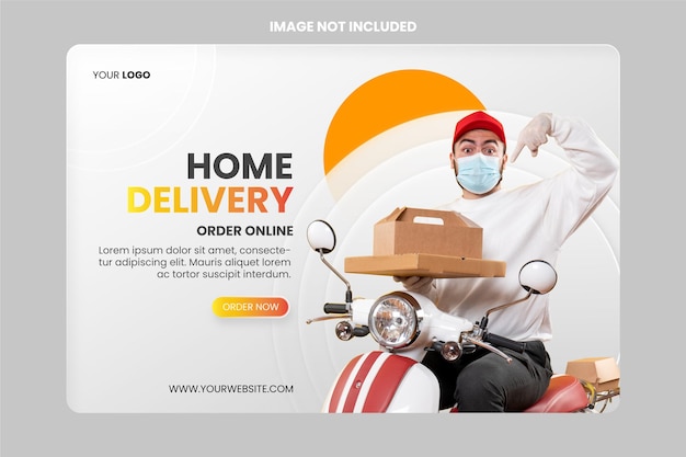 Home delivery glasmorphismus-effekt-banner-vorlage