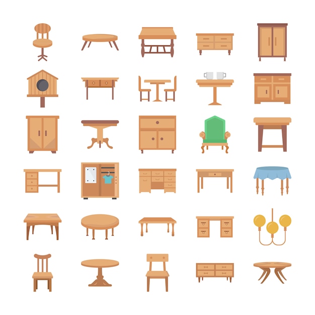 Home Interior Flat Vector Icons