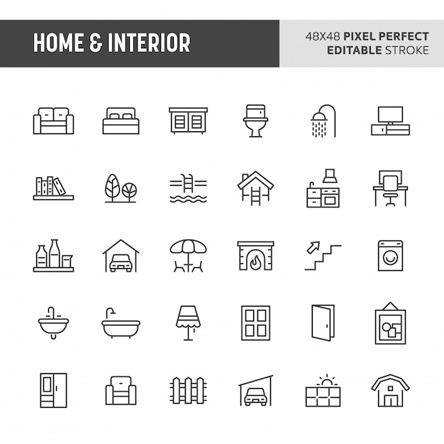 Vektor home & interior icon set
