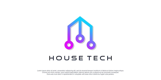 Home logo design mit technologiekonzept premium-vektor