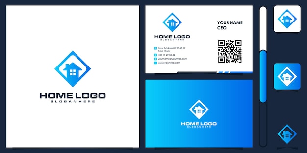 Home-Logo mit Visitenkarten-Design-Vektor-Premium-Logo-Design-Inspiration abstrakt