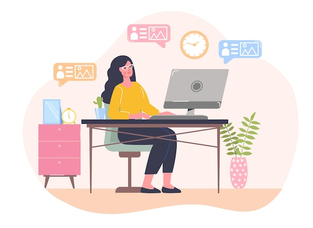 Home-Office-Konzept Freelancer-Lebensstil Heimunterricht Videokonferenz-Anruf digitale Sitzungswohnung.