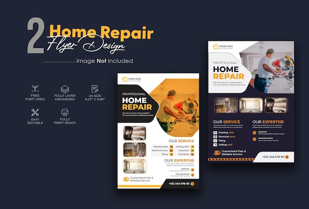 Vektor home reparatur flyer design-vorlage