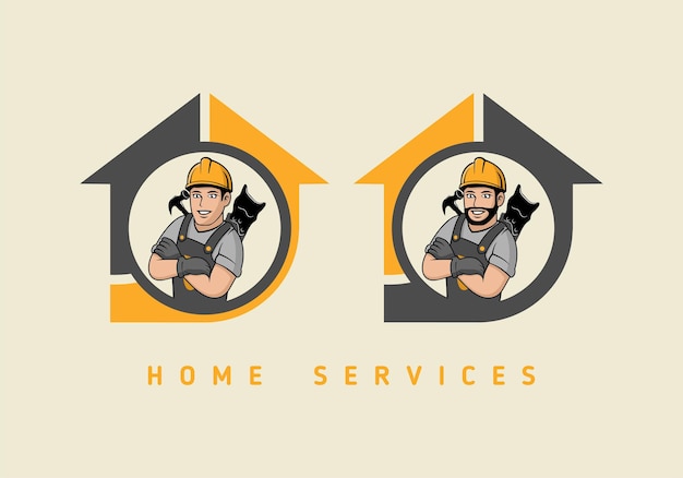 Vektor home service heimwerker zeichentrickfigur logo design illustration