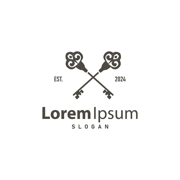 Home-Sicherheitsdesign einfaches Schlüssel-Logo alte Vintage-Minimalistische Vorlage-Illustration