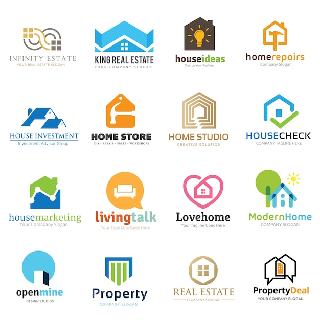 Home und immobilien logo sammlung.