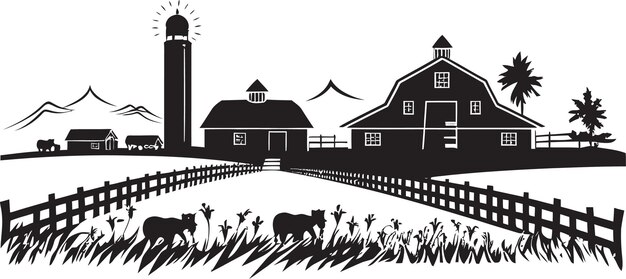 Vektor homestead charm black vector icon für bauernhöfe land retreat bauernhäuser logo in vector