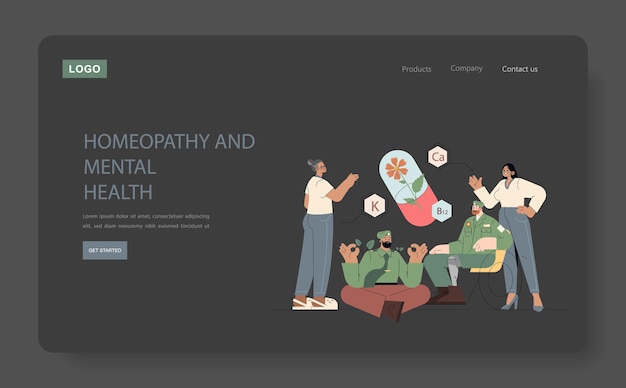 Homöopathie-Konzept eine Illustration, die alternative Medizin zeigt, die zur Verbesserung der psychischen Gesundheit verwendet wird