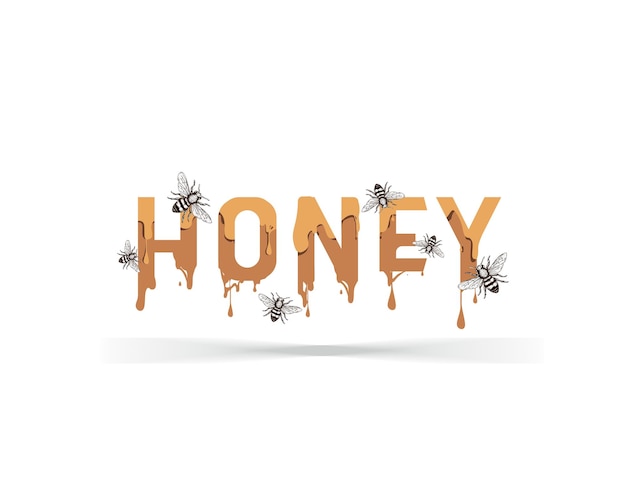 Honey bee for graphic t-shirt detail ist ein bienenschwarm, der sich auf dem berühmten honigschriftzug versammelt