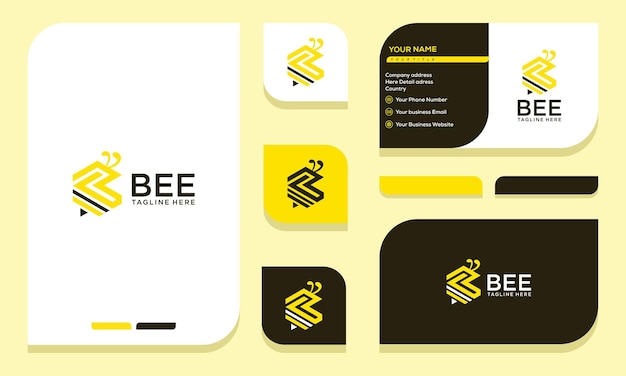 Vektor honey bee konzepte logo buchstabe b design und visitenkarte