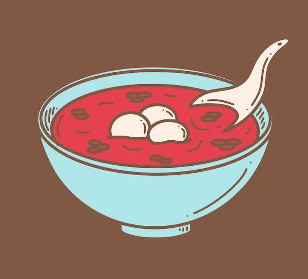 Hong dou tang süße chinesische rote-bohnen-suppe chinesische neujahrs-dessert-vektorillustration