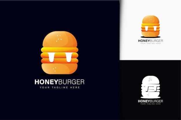 Vektor honig-burger-logo-design mit farbverlauf