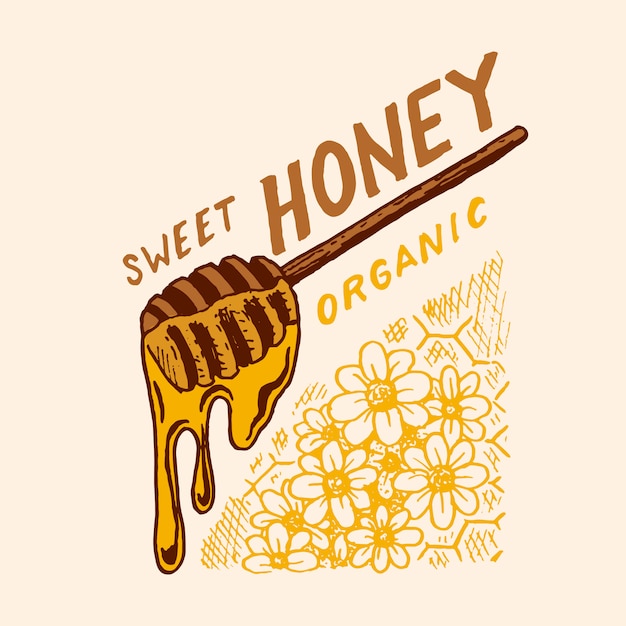 Honig und bienen. vintage logo für typografie, shop oder schilder.