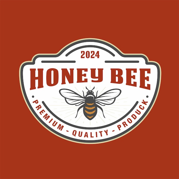 Honigbienen-emblem, logo-design, vektorillustration