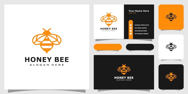 Honigbienen-tiere-logo-vektor-design und visitenkarte